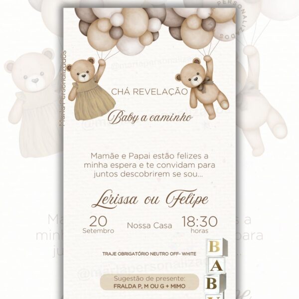 Convite Digital Chá Revelação – Baby a Caminho!