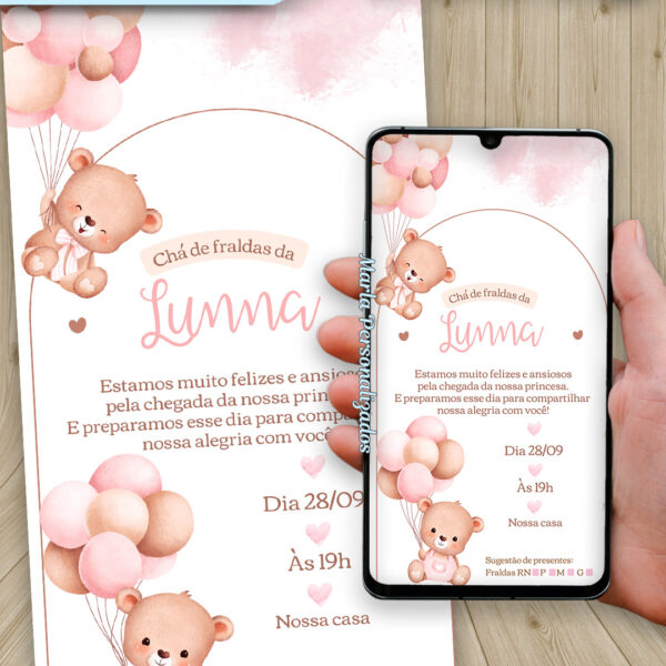 Convite Digital – Chá de fraldas Ursinha 08