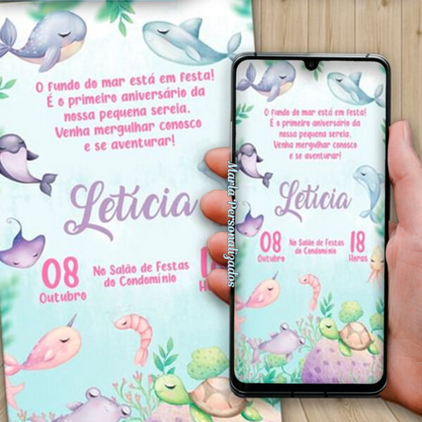 Convite Digital – Fundo do Mar Aquarela
